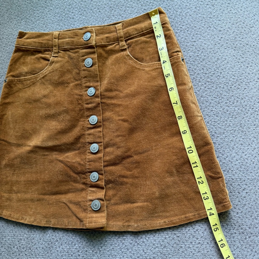 Brandy Melville Womens Corduroy Button Mini Skirt Size Small Brown Made in Italy - Picture 7 of 7